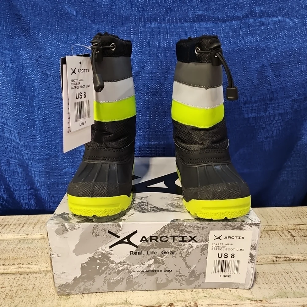 Arctix Patrol Boot Lime Toddler‎ Size 8 Black/Gray/Green NEW With Tags & Box